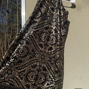 Black and Gold Sequined Patterned Dress